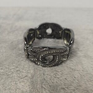 Premier Designs Estelle Gunmetal  Swirl Stretch Panel Bracelet Black Statement